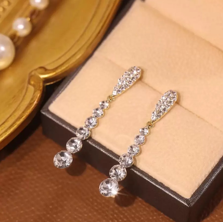 Korean Gold Plated Water Drop Long Korean Earrings Party & Wedding  For Women & Girls