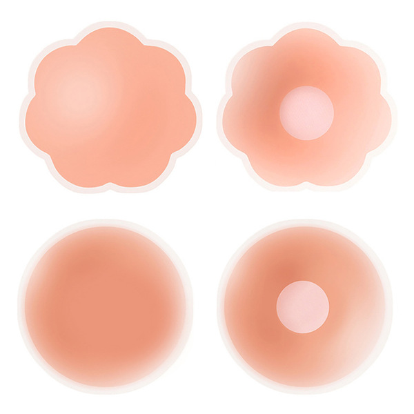 1 Pair Cool Reusable Self-Adhesive Silicone Pad Cover Pad Natural Color Nipple Stickers