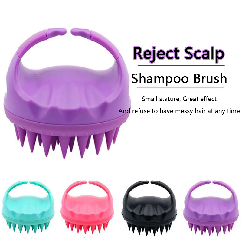 Solid Silicone Hair Scalp Shampoo Massage Brush Shower Head Massager Hair Scrubber for Dandruff