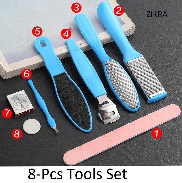 8-Pcs Foot Rasp Set Pedicure Rasp Remover Stainless Steel Foot Cuticle Skin Callus Remover